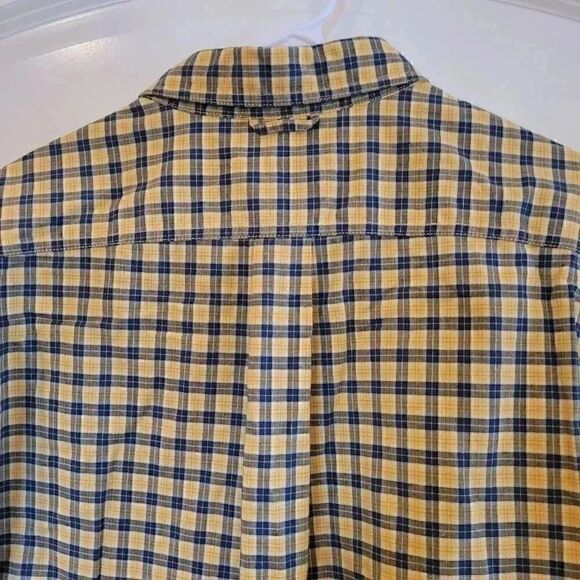 𝅺Eddie Bauer Men's Yellow/Blue Mini Plaid Short Sleeve - Picture 8 of 10